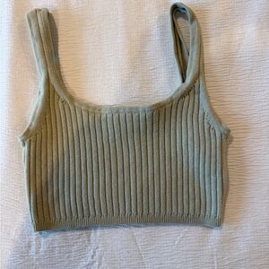 Wilfred Ribbed Crop Top in Soft Green